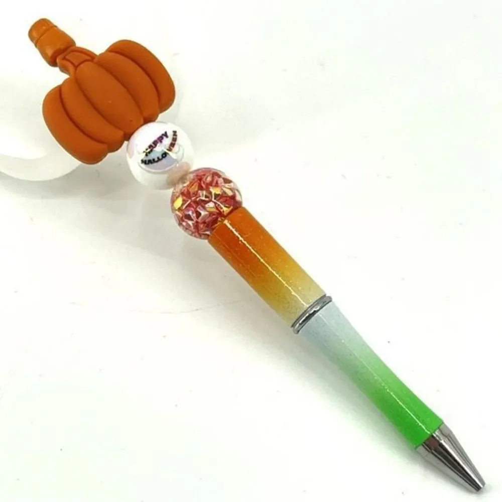 Pumpkin Happy Halloween fall autumn pen handmade NEW bling rhinestone white gree